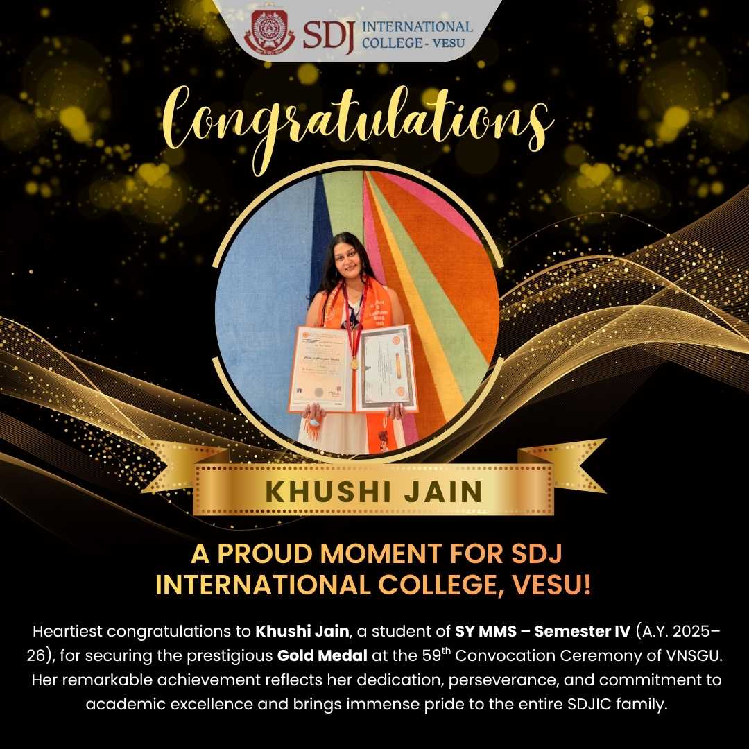 Proud Achievement: Khushi Jain Secures Gold Medal at VNSGU’s 59th Convocation
