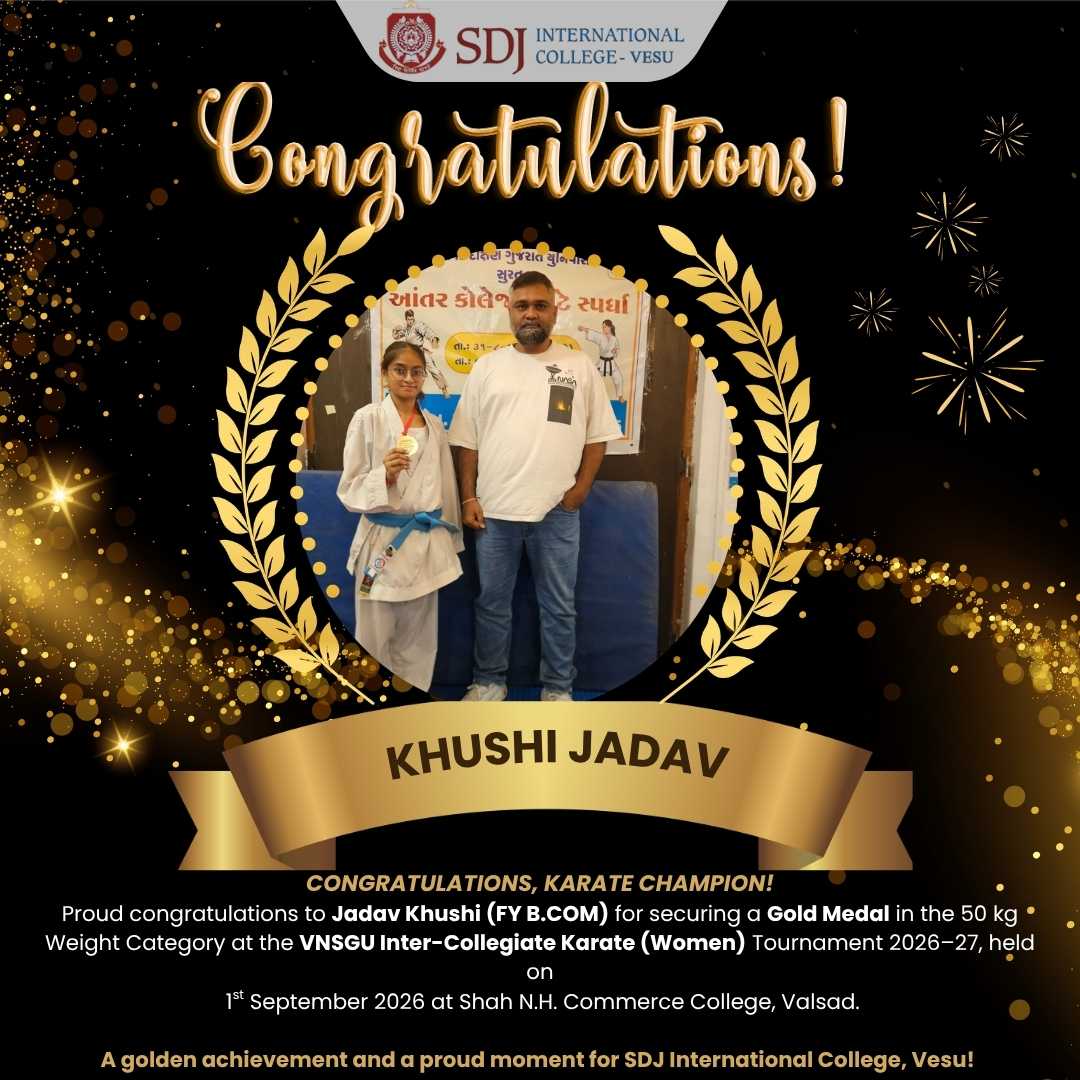 Khushi Jadav Strikes Gold at VNSGU Inter-Collegiate Karate Tournament 2026–27