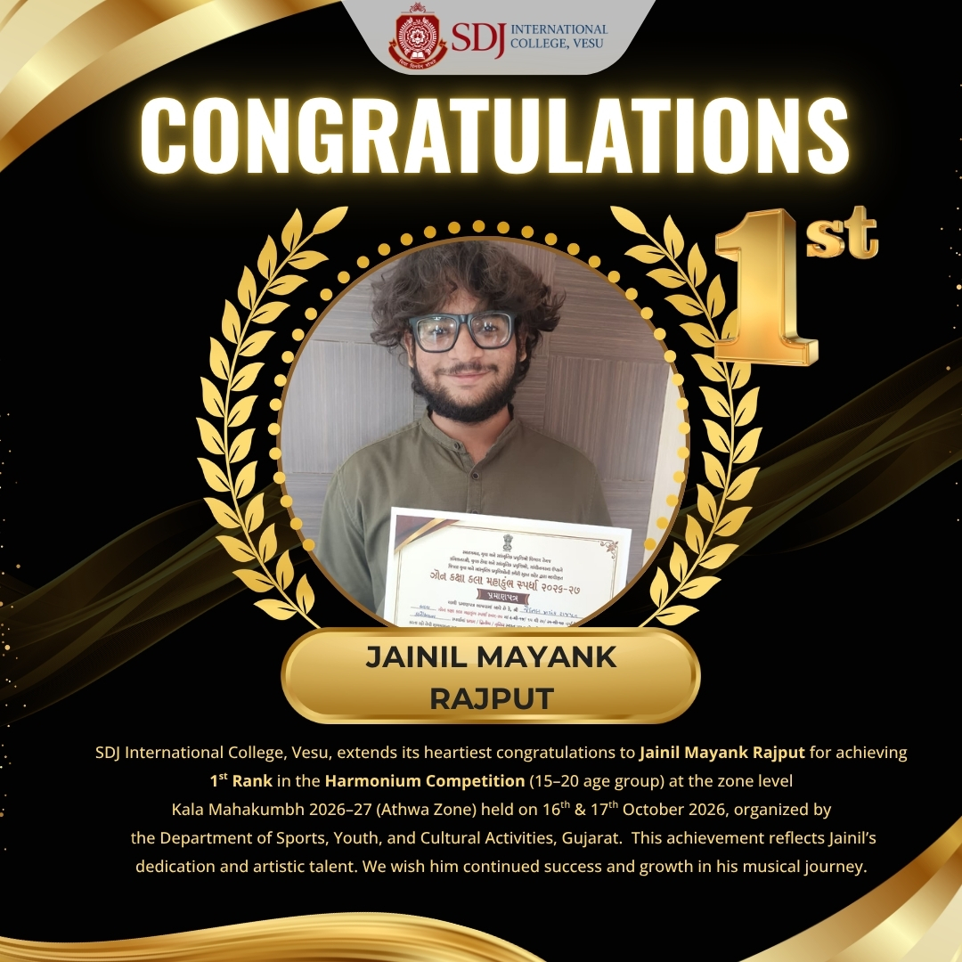 Jainil Mayank Rajput Secures First Rank in Zone-Level Harmonium Competition