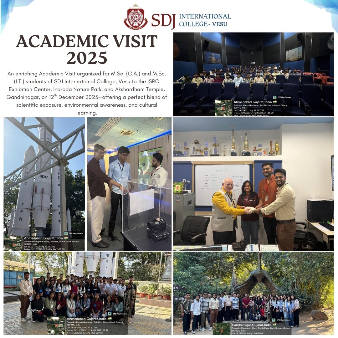Academic Visit to ISRO Exhibition Center, Indroda Nature Park and Akshardham Temple, Gandhinagar